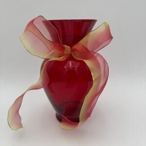 Vintage Ruby Red Vase 9 Inch by Anchor Hocking